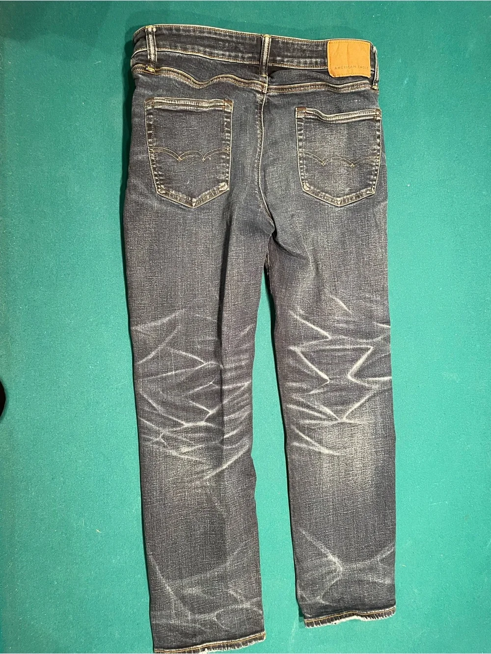 American Eagle Outfitters Slim Straight Distressed Dark Blue Jeans